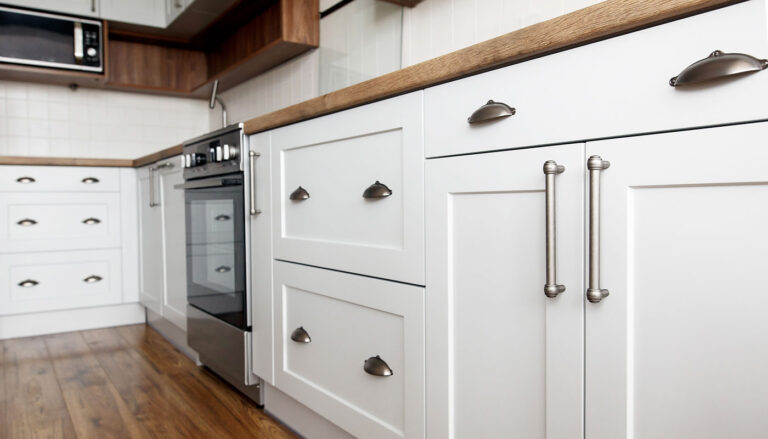 White Kitchen Cabinets with hardware