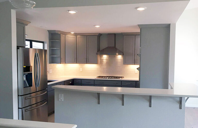 Kitchen cabinet remodel small grey