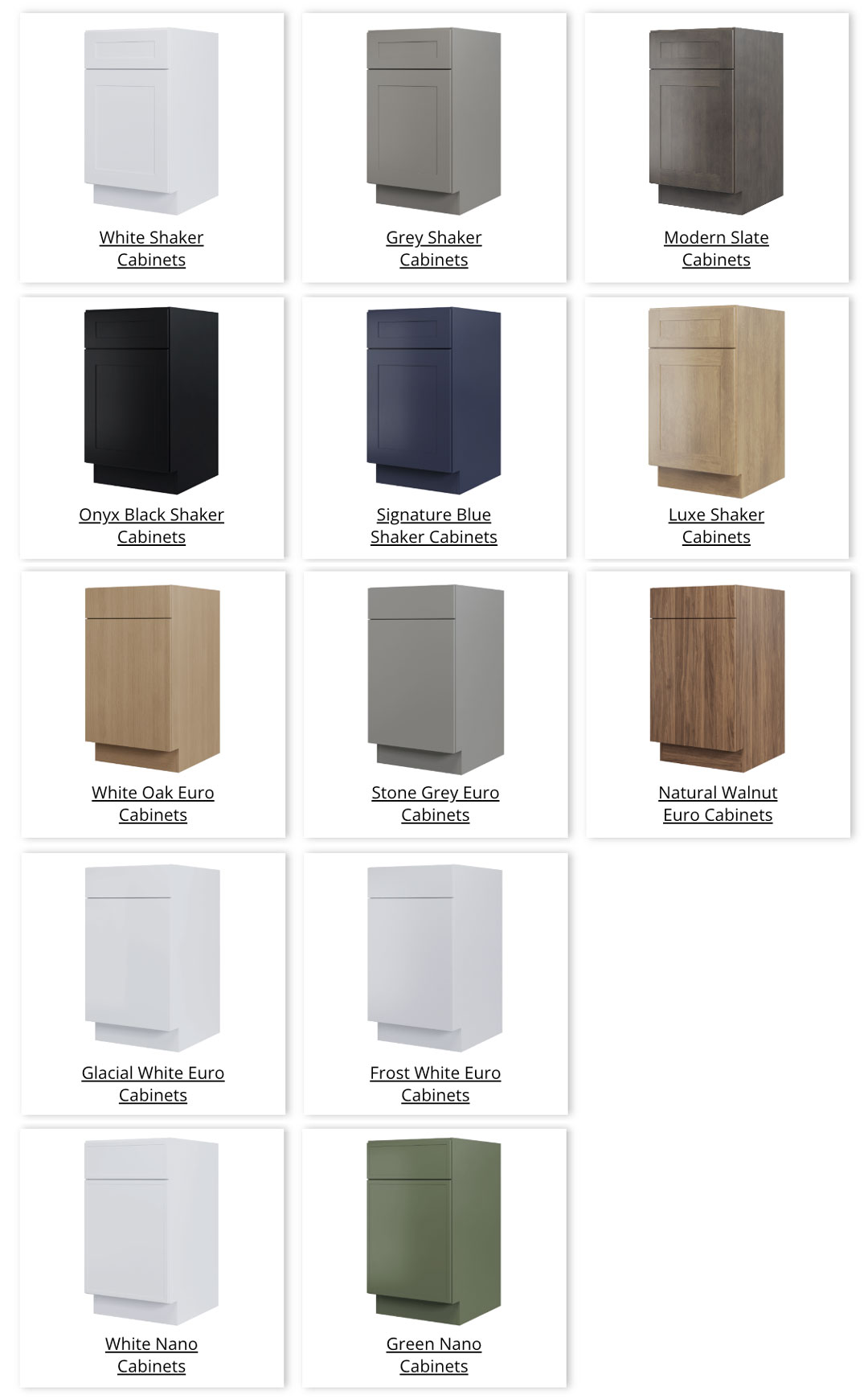 Highland Cabinetry cabinet style options